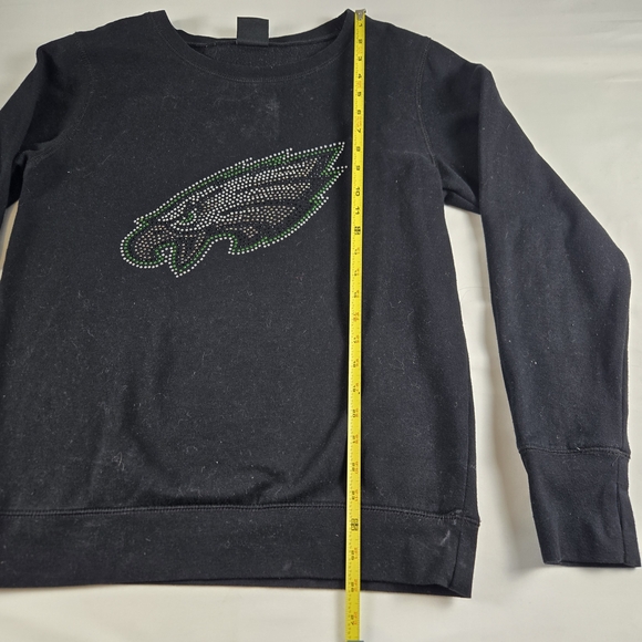 Philadelphia Eagles Rhinestone Sweatshirt Women's Medium NFL Team Apparel Black - Picture 9 of 11
